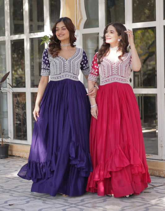 Elegant Star Georgette Lehenga Kurti Set – Fusion of Grace & Glamour - ETHNICDEAL