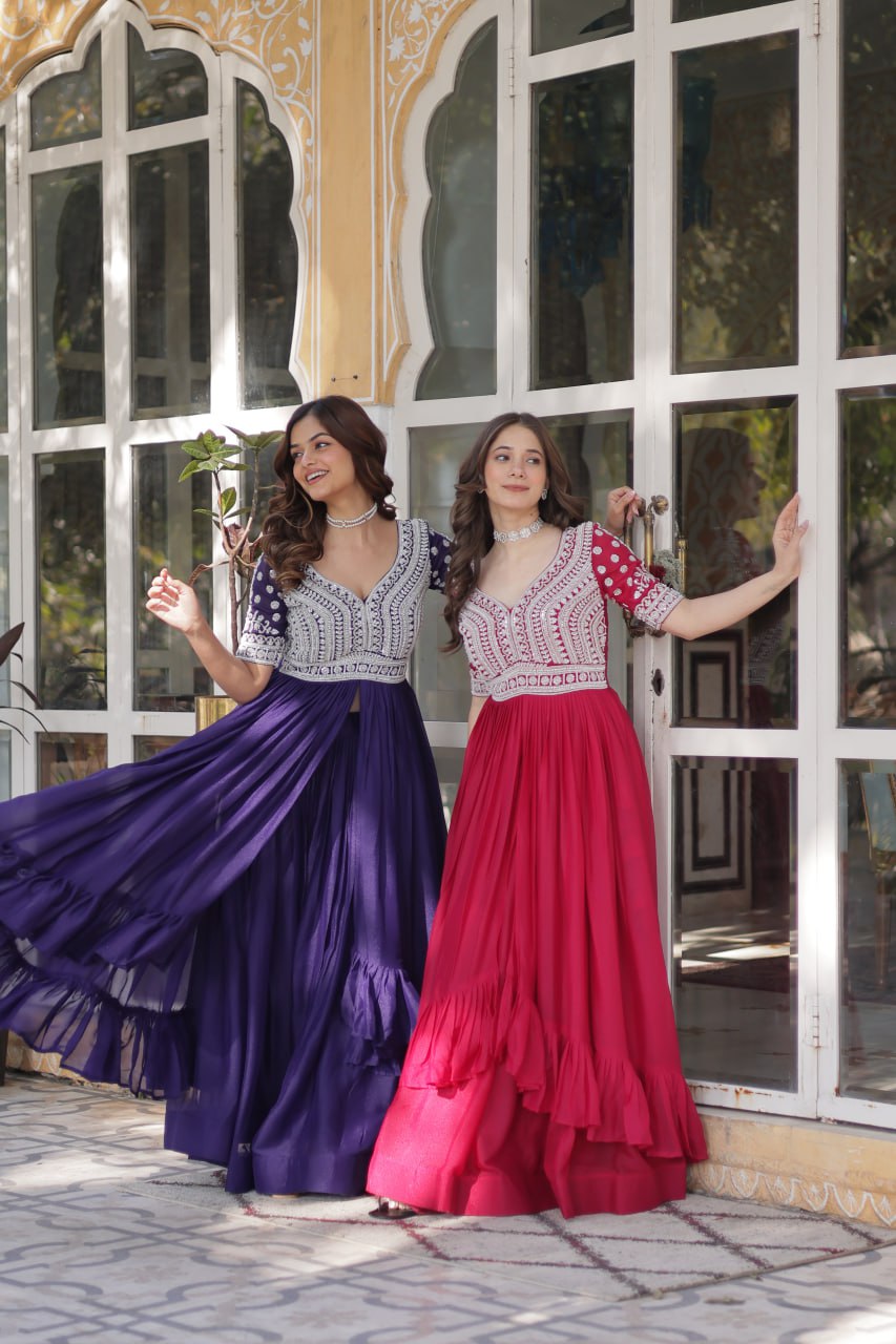 Elegant Star Georgette Lehenga Kurti Set – Fusion of Grace & Glamour - ETHNICDEAL