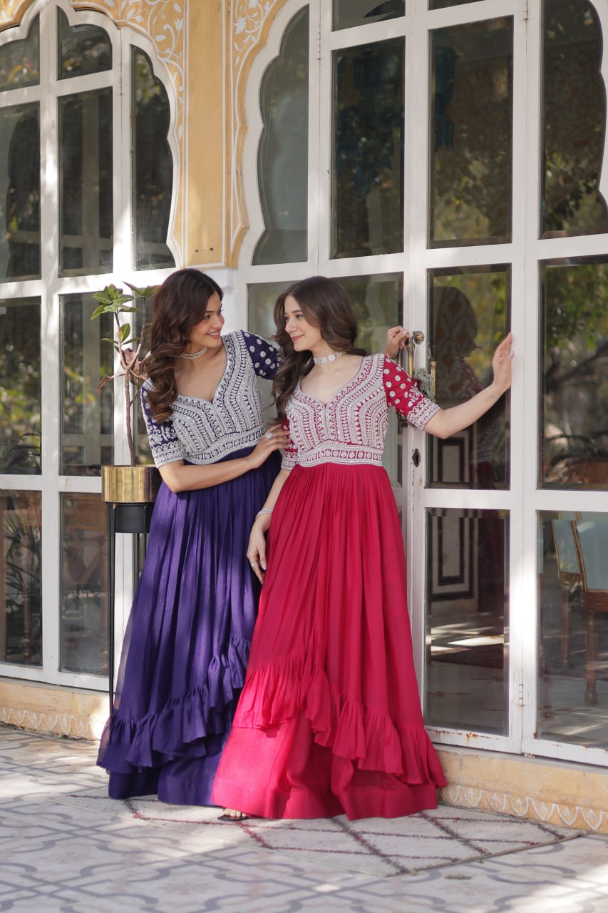 Elegant Star Georgette Lehenga Kurti Set – Fusion of Grace & Glamour - ETHNICDEAL