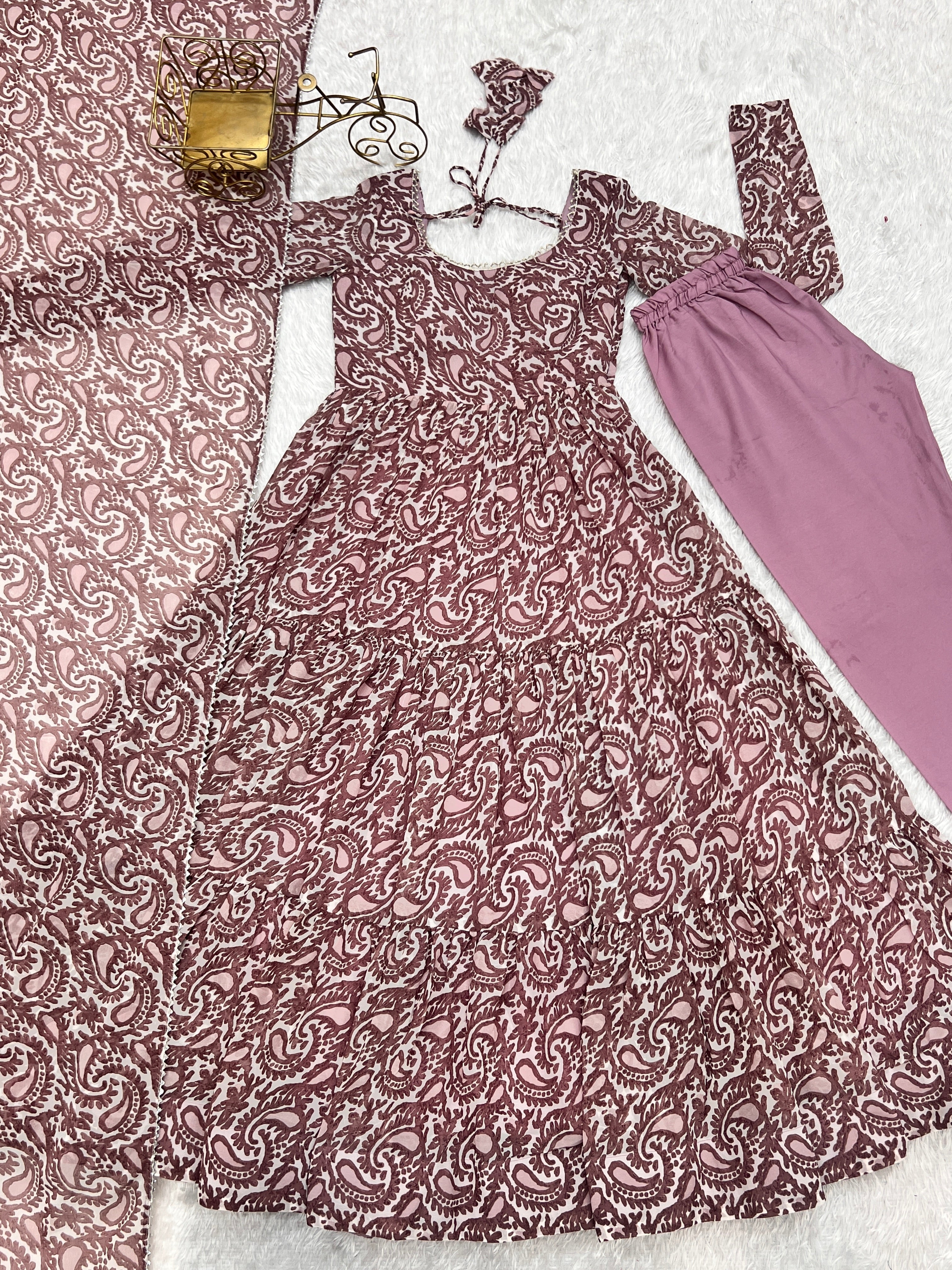 Amazing Digital Printed Faux Georgette Anarkali Pant Suit - Ethnicwish