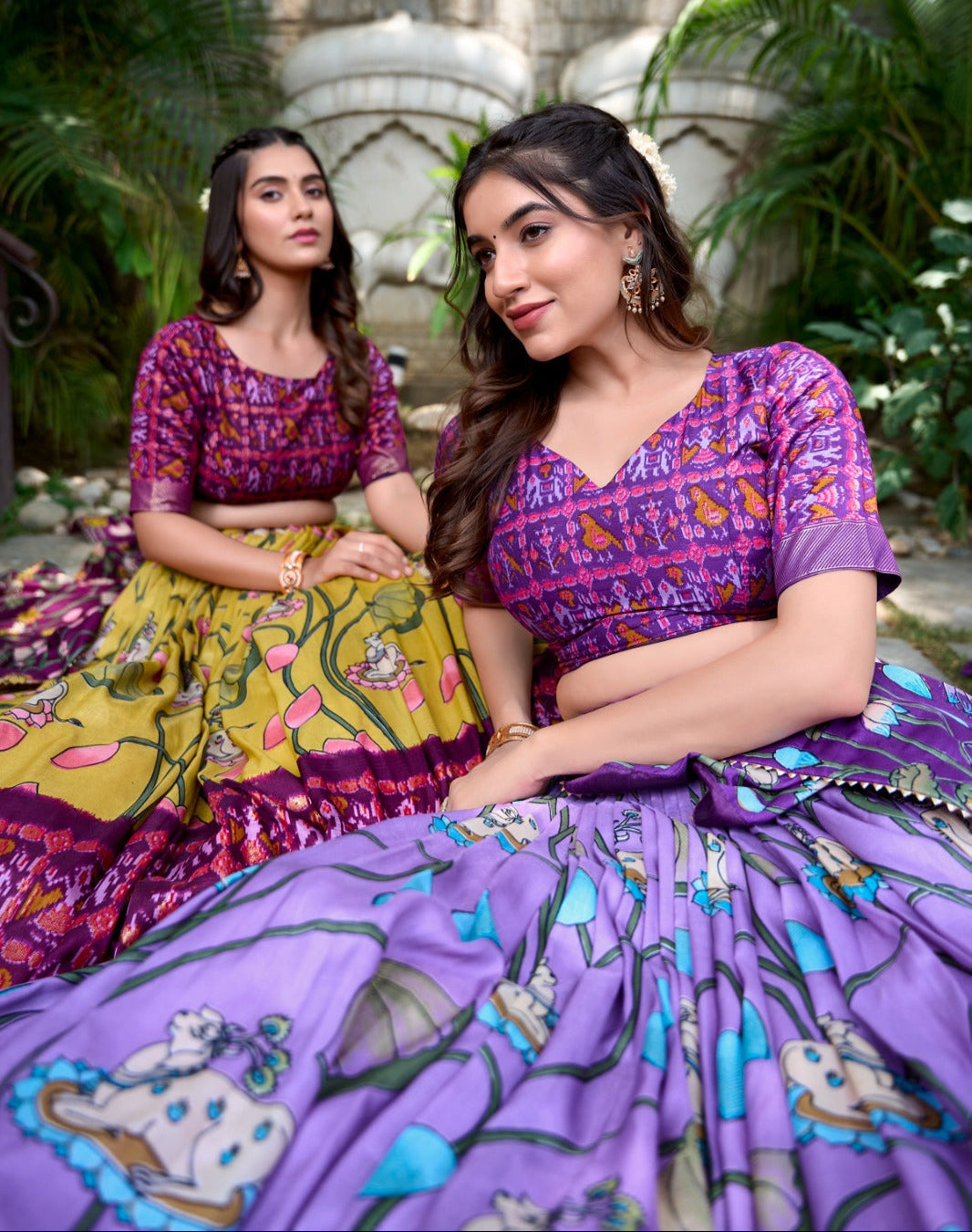 Amazing Tussar Silk Patola Printed Lehenga Choli Set - Ethnicwish