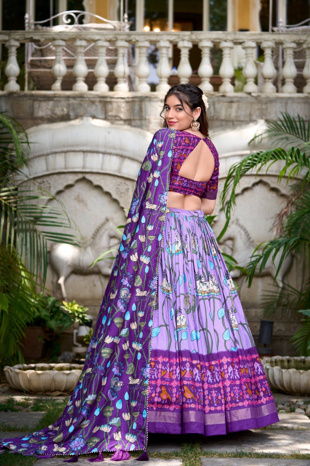 Amazing Tussar Silk Patola Printed Lehenga Choli Set - Ethnicwish