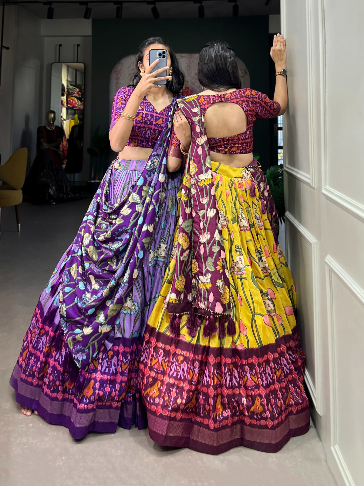 Amazing Tussar Silk Patola Printed Lehenga Choli Set - Ethnicwish