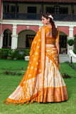 Magnificent Dola Silk Shibori Printed Zari Weaving Border Worked Lehenga Set - Ethnicwish