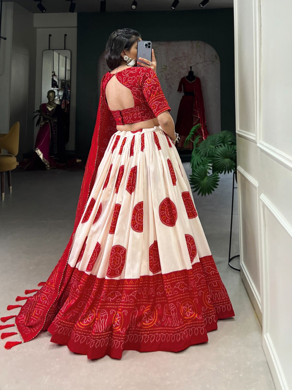 Adorable Tussar Silk Bandhej Printed Lehenga Choli Set - Ethnicwish