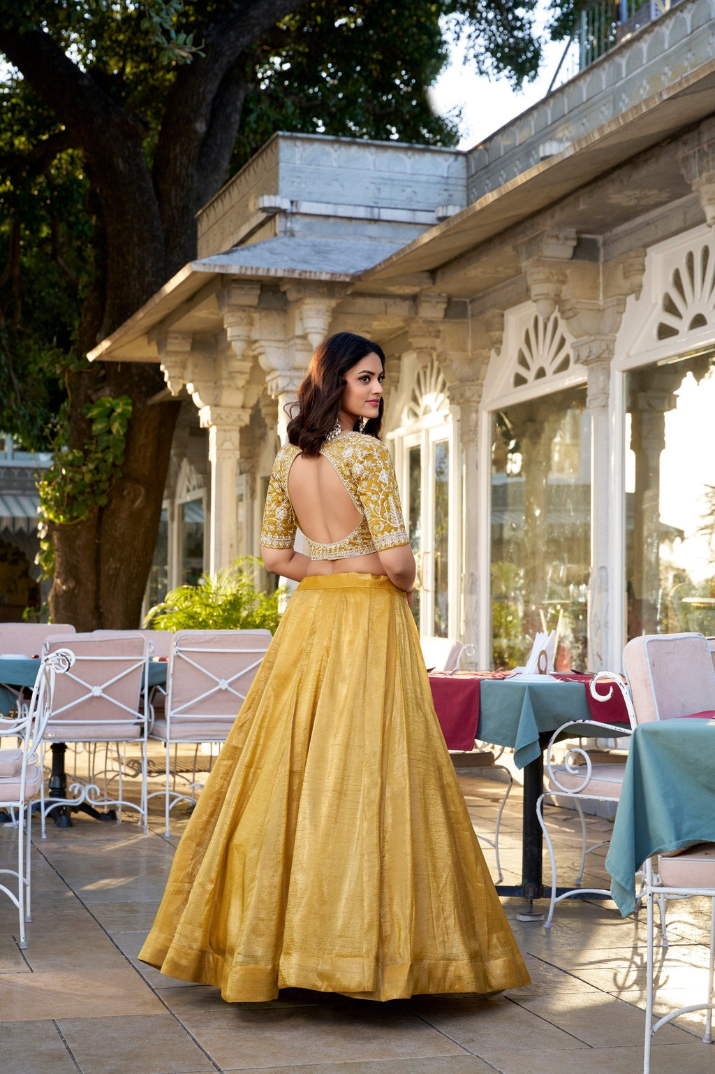 Lovely Mustard Goldie Sequins Thread Worked Lehenga Choli - Ethnicwish