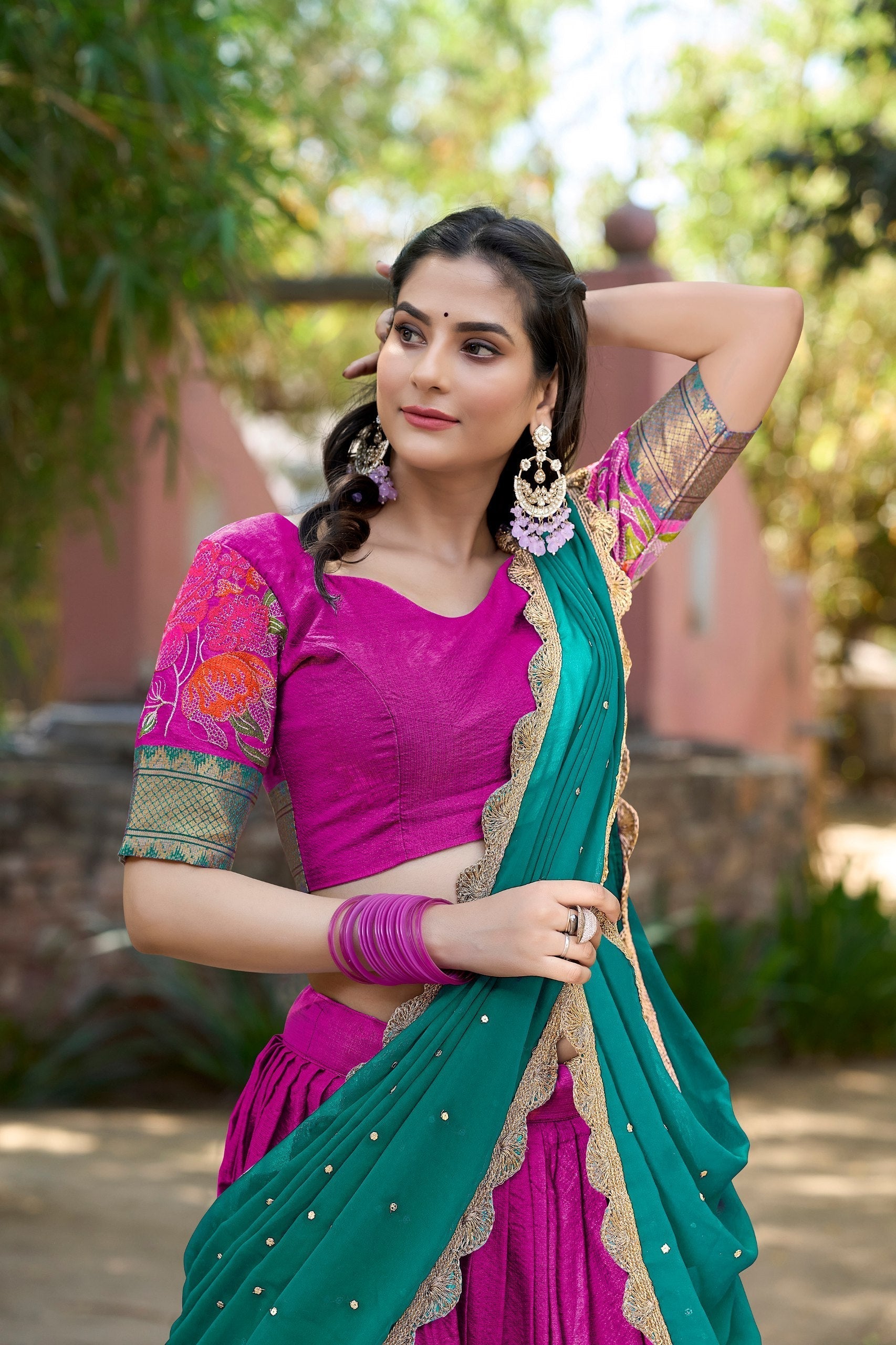 Spellbinding Cotton Silk Thread Embroidered Lehenga Choli - Ethnicwish