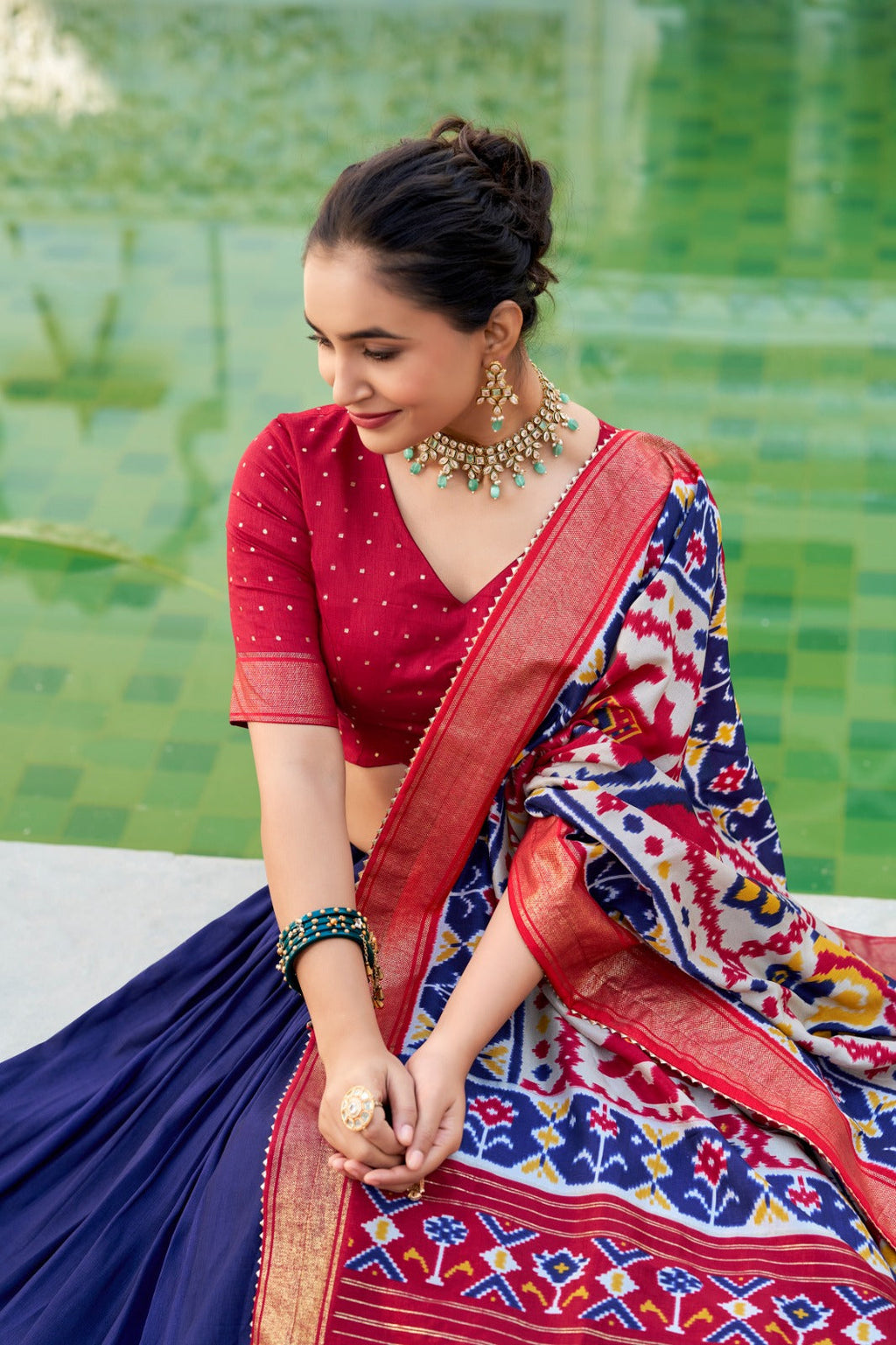 Refined Tussar Silk Patola Printed Lehenga Choli Set - Ethnicwish