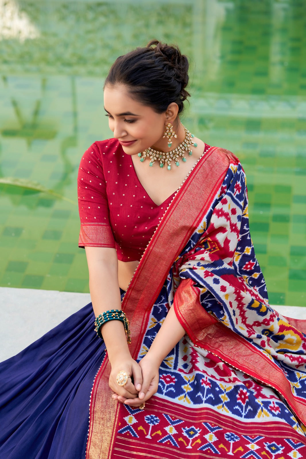 Refined Tussar Silk Patola Printed Lehenga Choli Set - Ethnicwish