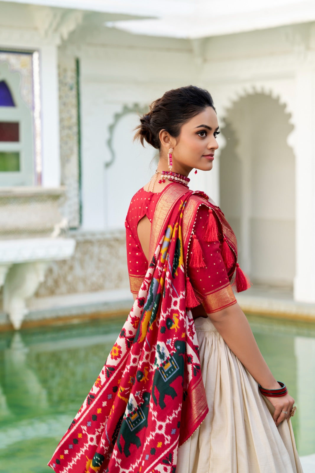 Refined Tussar Silk Patola Printed Lehenga Choli Set - Ethnicwish