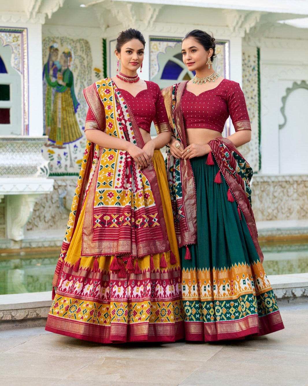 Refined Tussar Silk Patola Printed Lehenga Choli Set - Ethnicwish