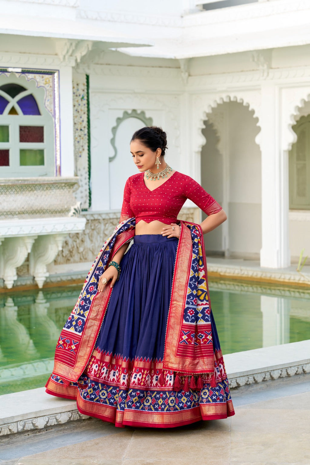 Refined Tussar Silk Patola Printed Lehenga Choli Set - Ethnicwish