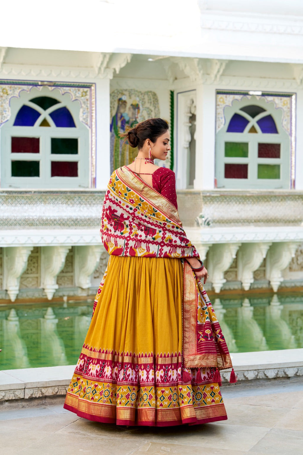 Refined Tussar Silk Patola Printed Lehenga Choli Set - Ethnicwish