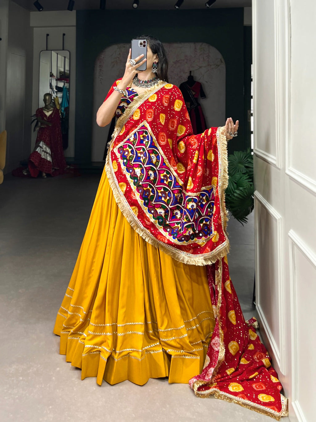 Beauteous Yellow Pure Rayon Gota Patti Worked Lehenga Choli - Ethnicwish