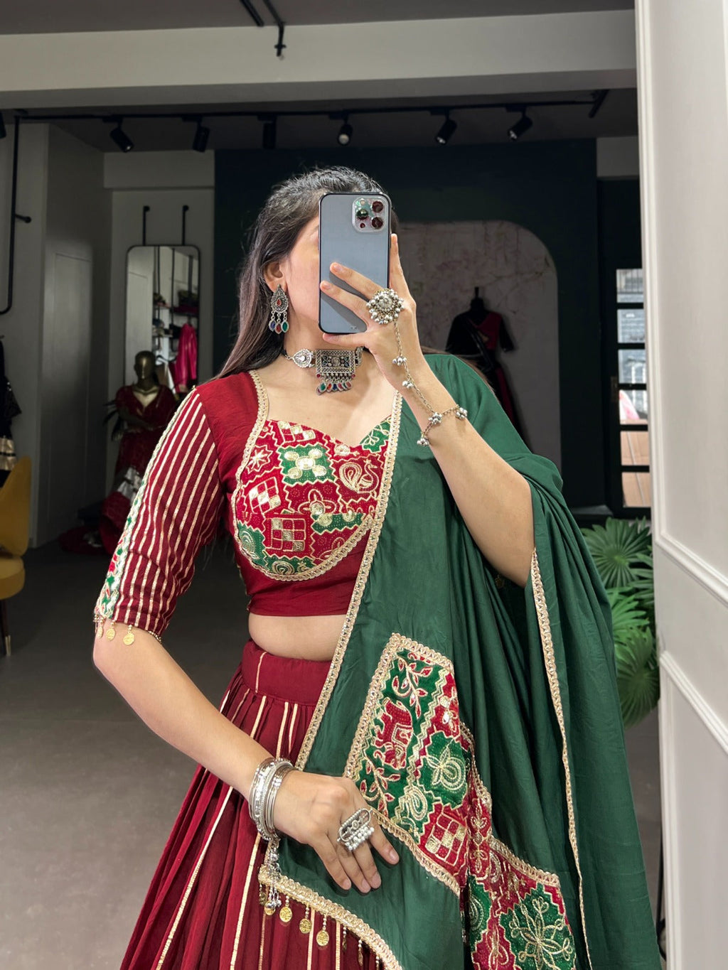 Graceful Chanderi Zari Gota Patti Worked Lehenga Choli Set - Ethnicwish