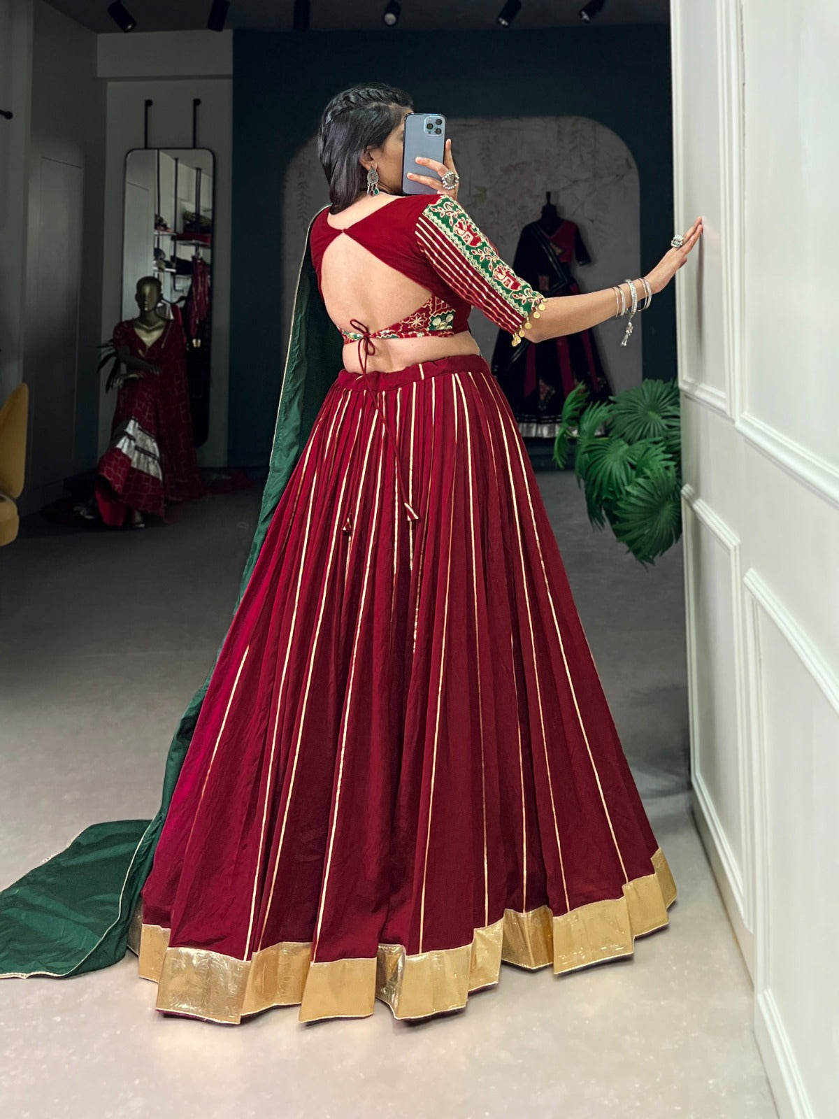 Graceful Chanderi Zari Gota Patti Worked Lehenga Choli Set - Ethnicwish