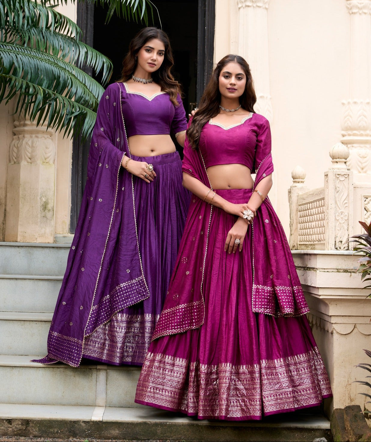 Resplendent Pure Chanderi Silk Zari Weaving Worked Lehenga Choli - Ethnicwish
