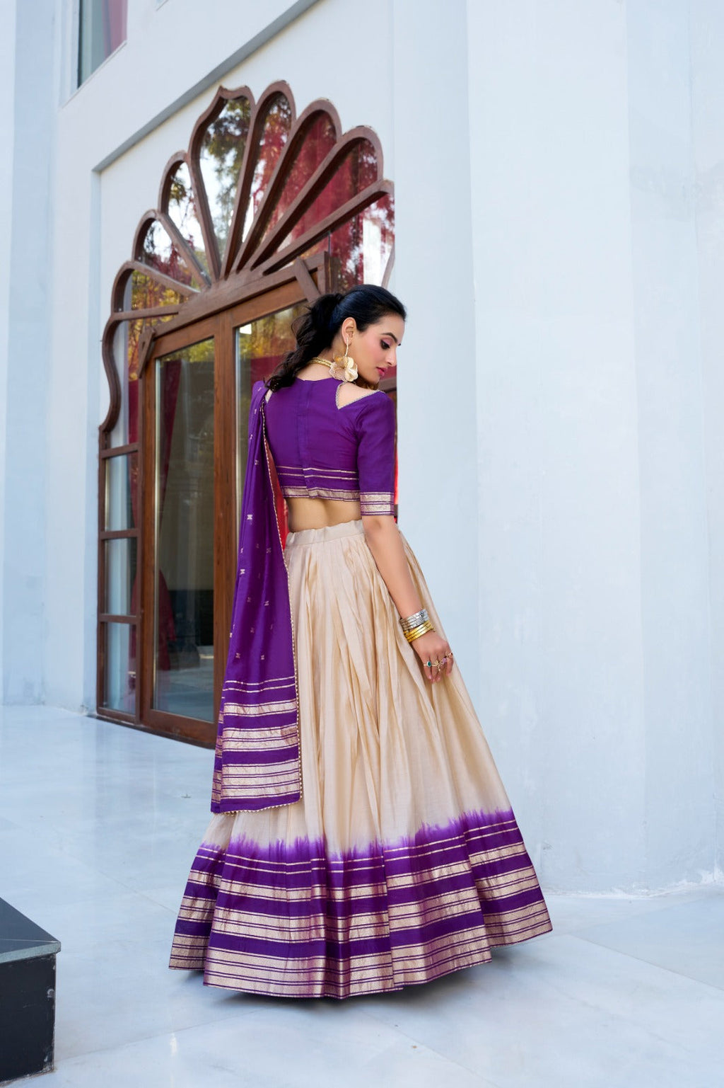 Amazing Pure Chanderi Zari Weaving Border Worked Lehenga Choli - ETHNICDEAL
