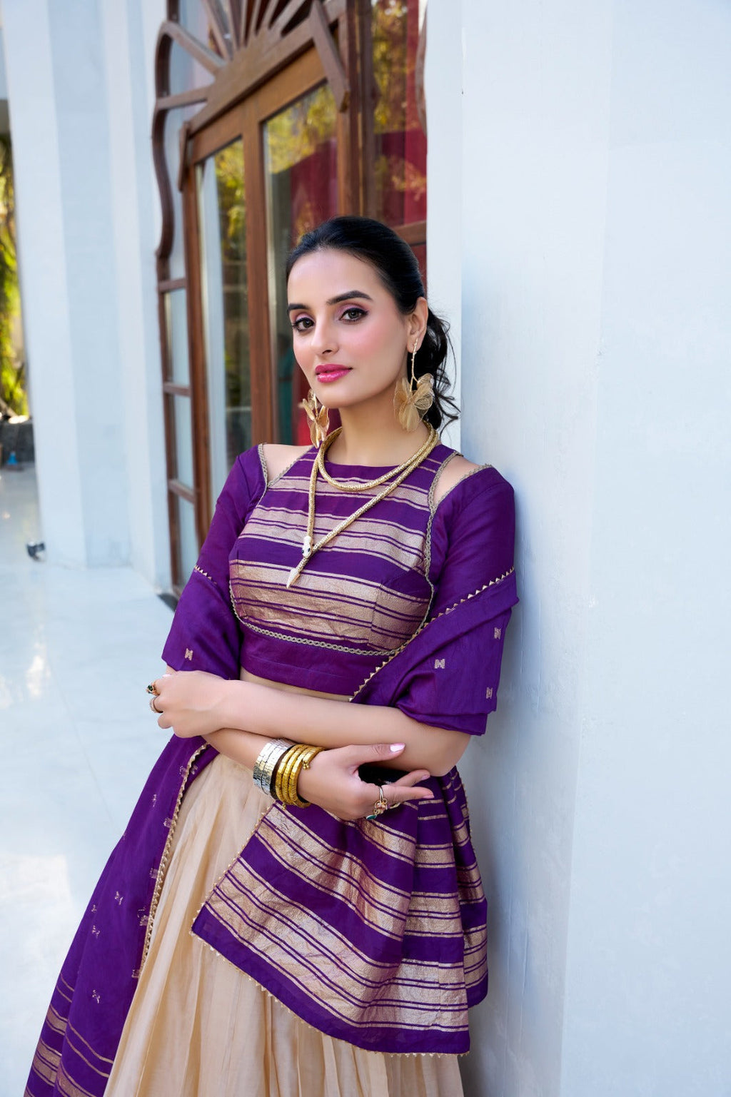 Amazing Pure Chanderi Zari Weaving Border Worked Lehenga Choli - ETHNICDEAL