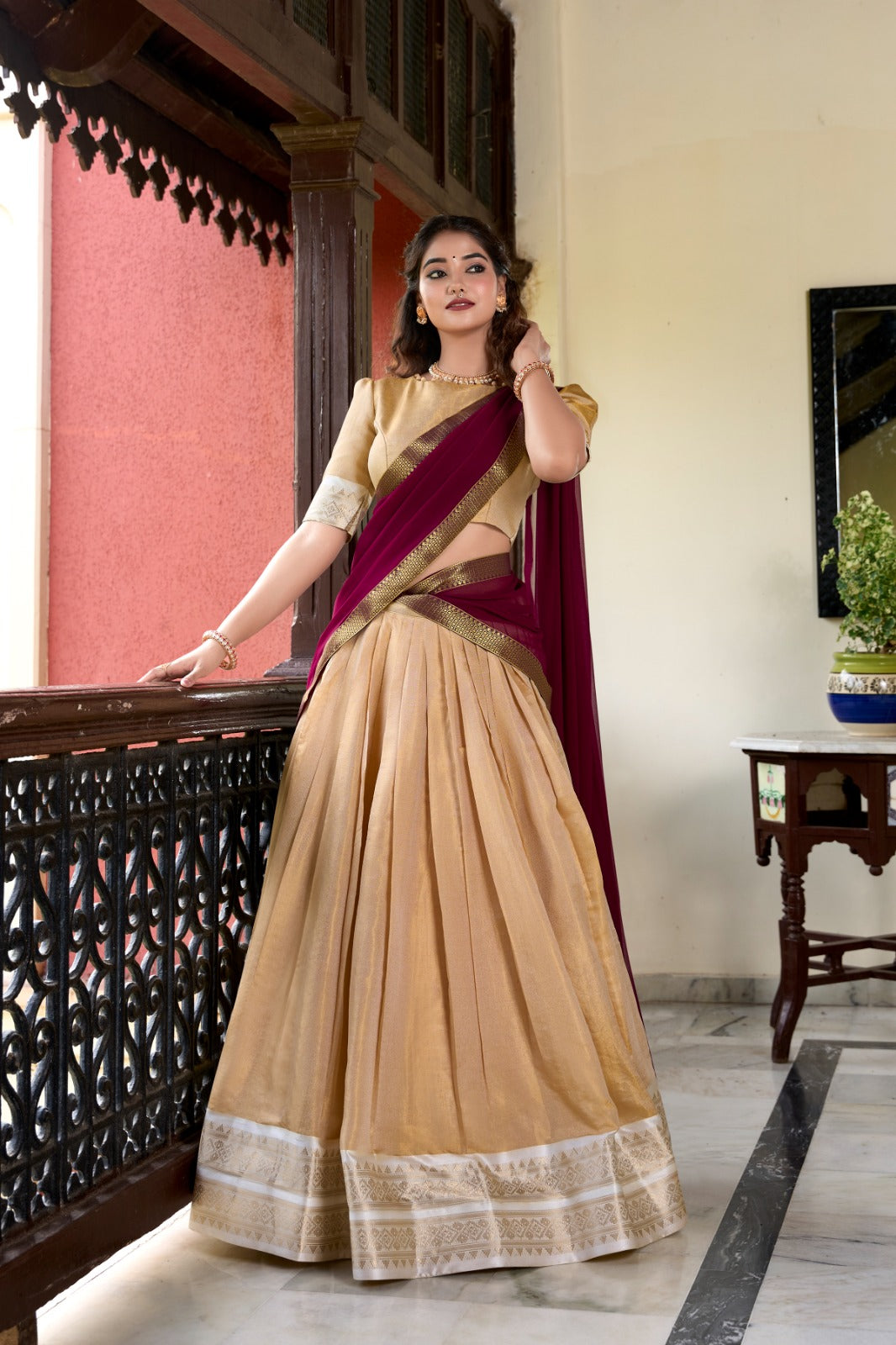 Stunning Kanchipuram Silk Zari Weaving Worked Lehenga Choli - Ethnicwish