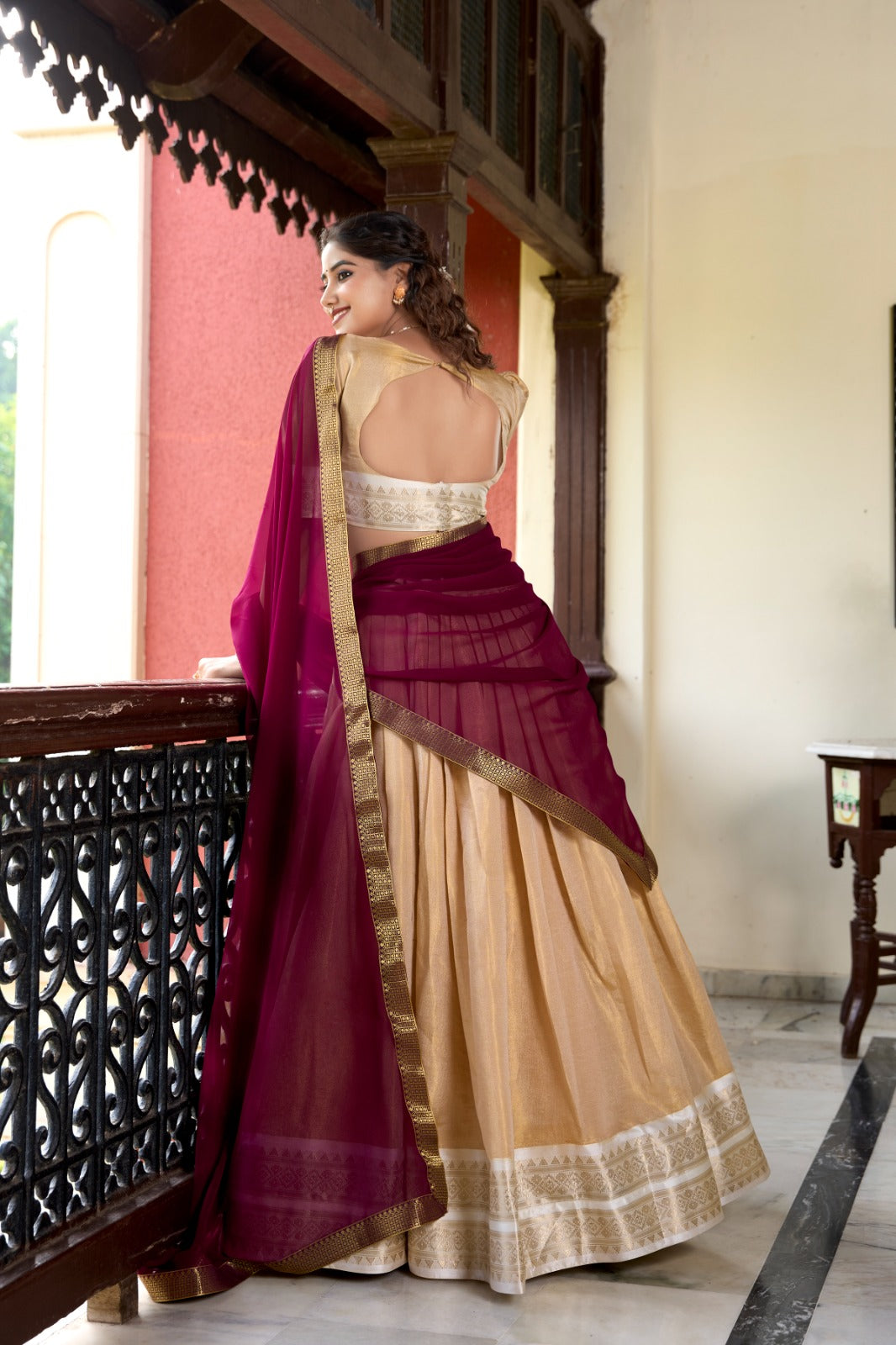 Stunning Kanchipuram Silk Zari Weaving Worked Lehenga Choli - Ethnicwish