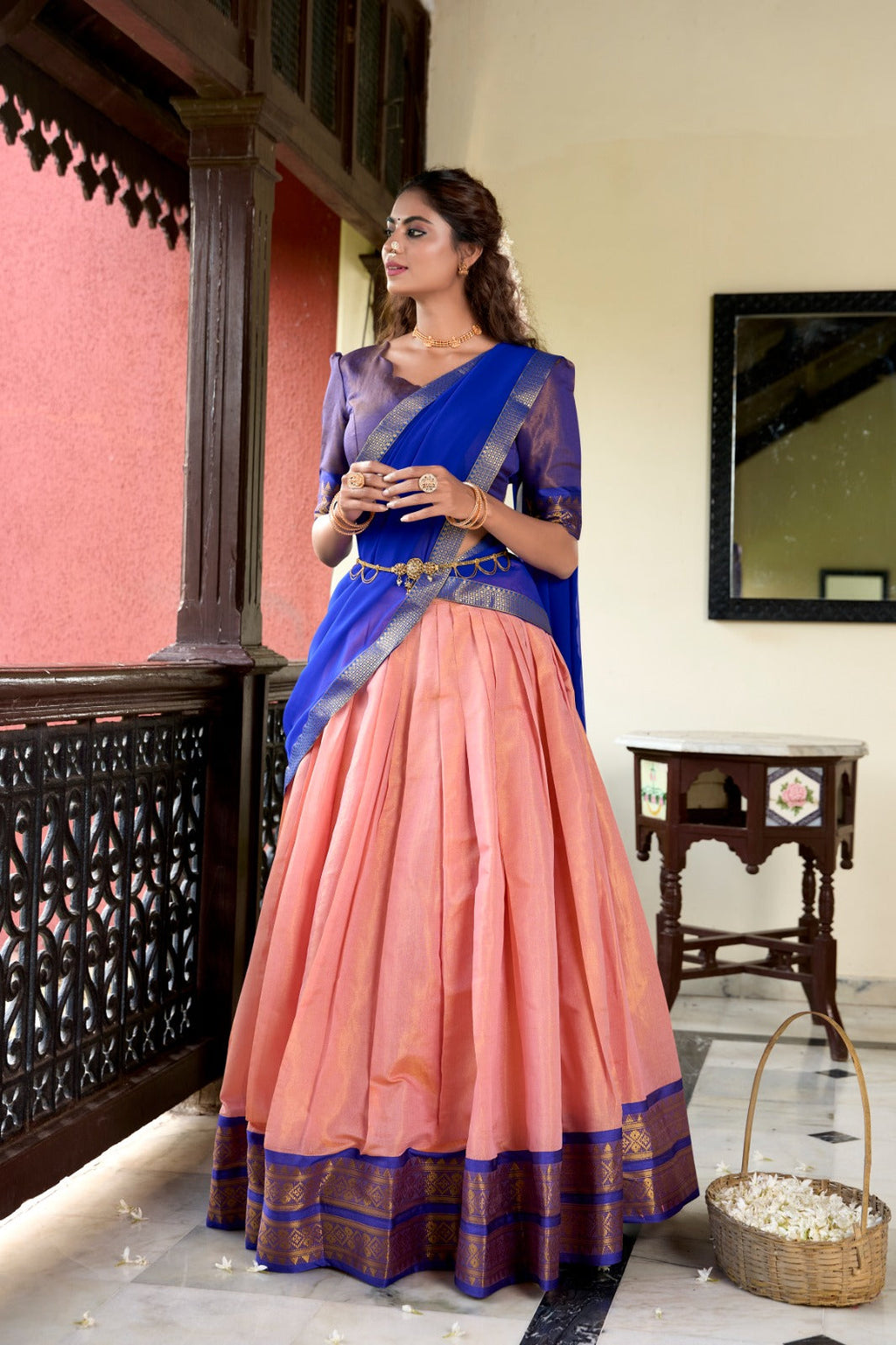 Stunning Kanchipuram Silk Zari Weaving Worked Lehenga Choli - Ethnicwish