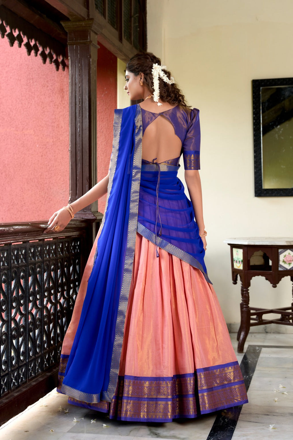 Stunning Kanchipuram Silk Zari Weaving Worked Lehenga Choli - Ethnicwish