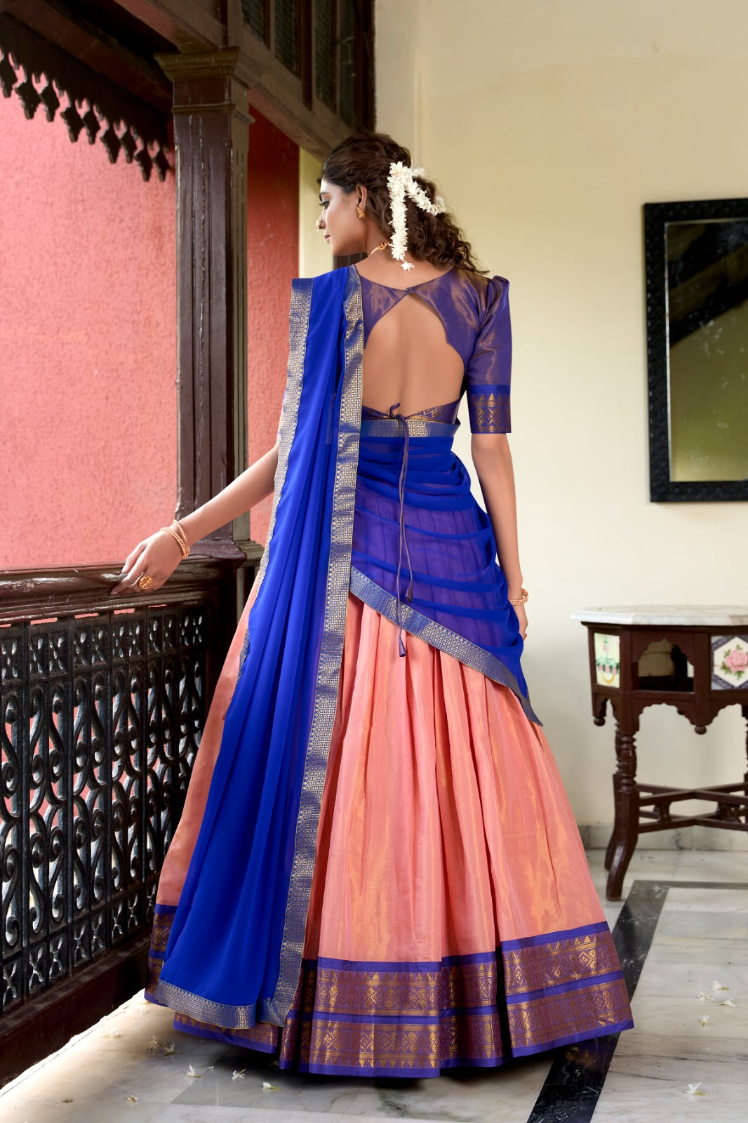 Stunning Kanchipuram Silk Zari Weaving Worked Lehenga Choli - Ethnicwish