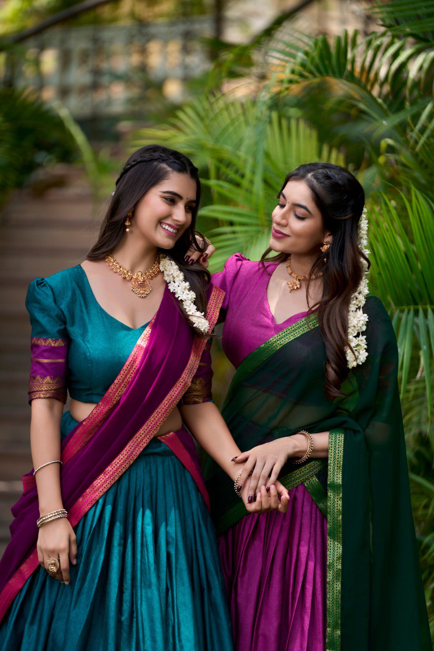 Refined Poly Cotton Zari Weaving Worked Lehenga Choli - Ethnicwish