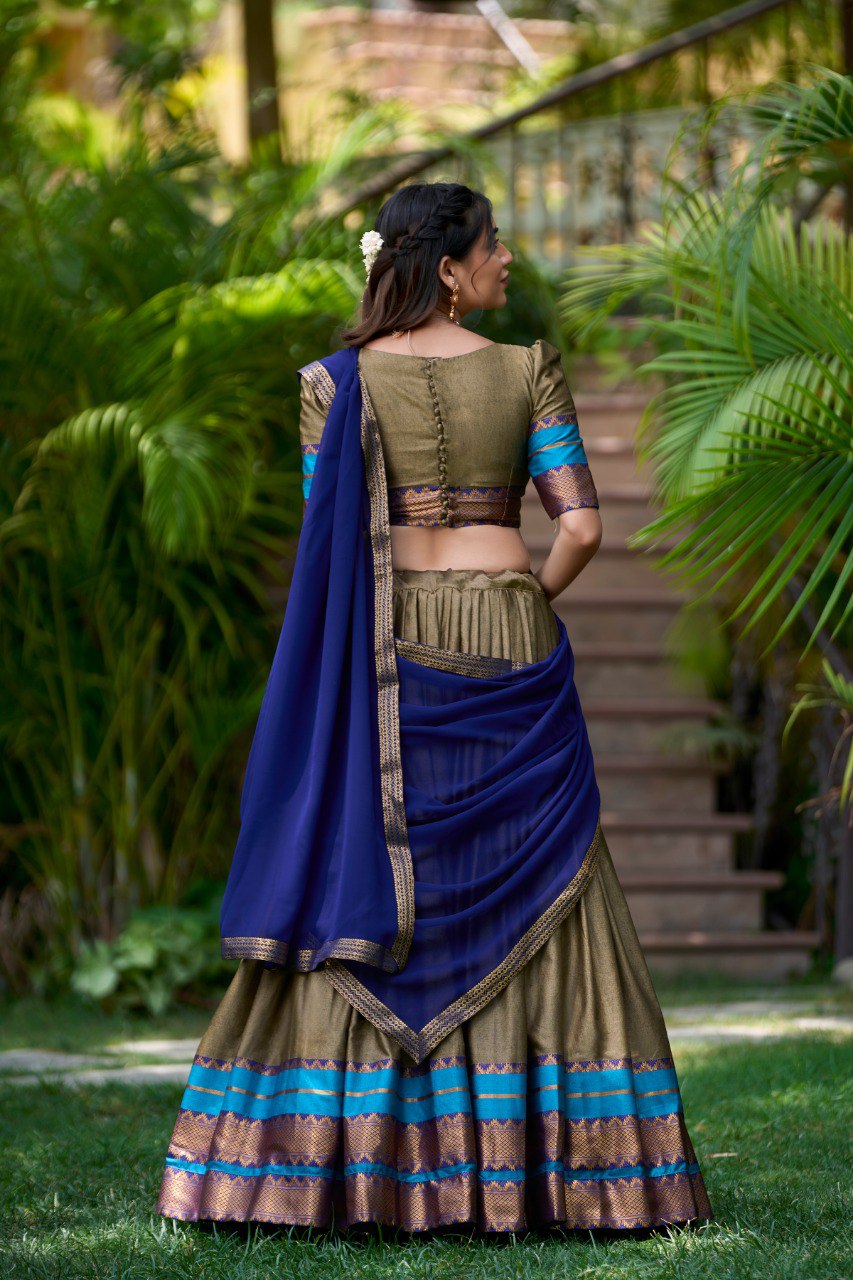 Refined Poly Cotton Zari Weaving Worked Lehenga Choli - Ethnicwish