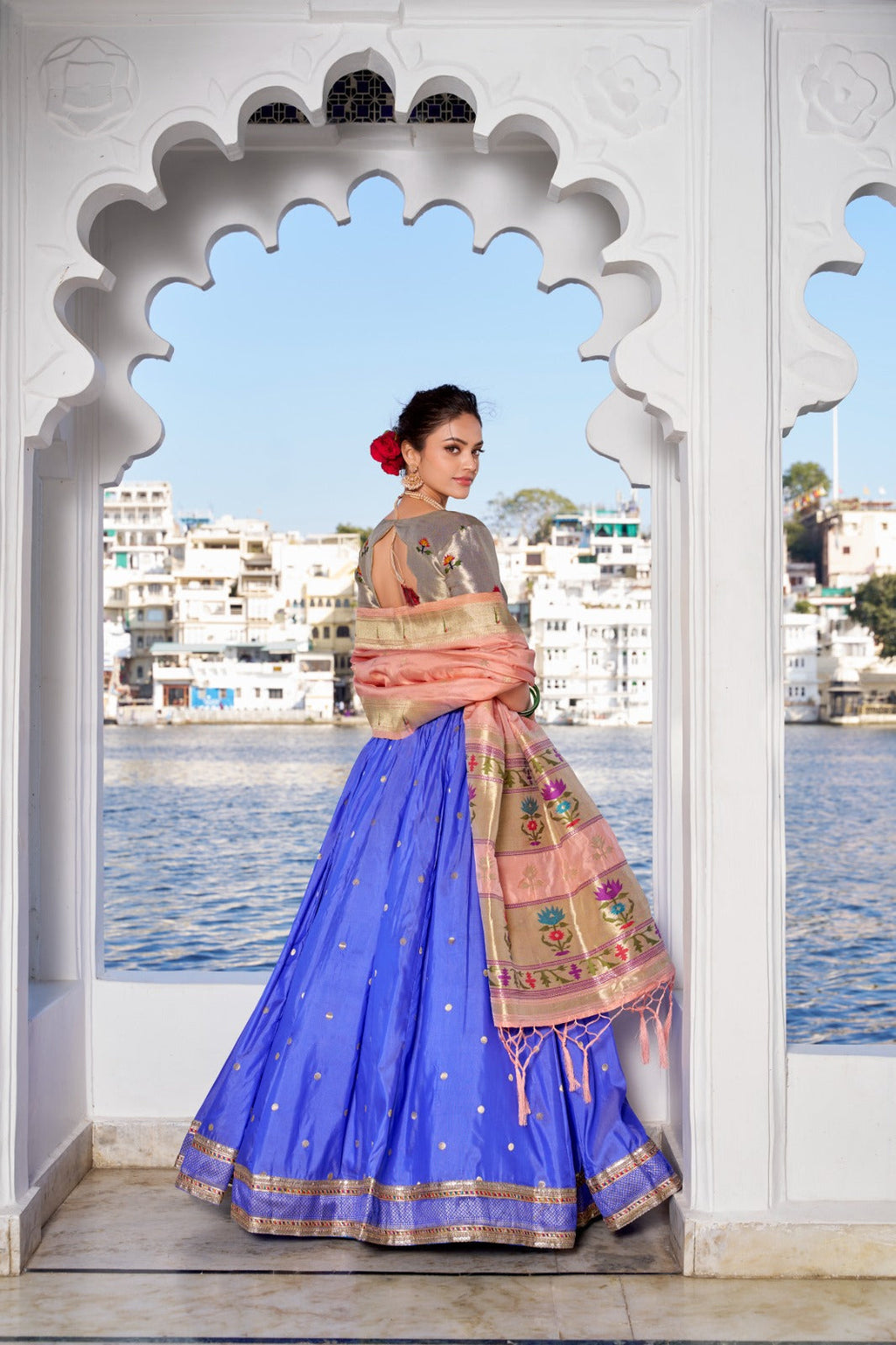 Amazing Paithani Jacquard Silk Weaving Zari Worked Lehenga Choli - Ethnicwish