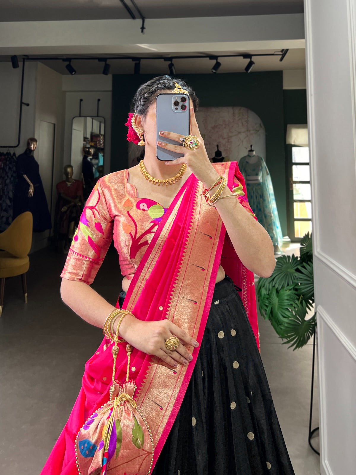 Amazing Paithani Jacquard Silk Weaving Zari Worked Lehenga Choli - Ethnicwish