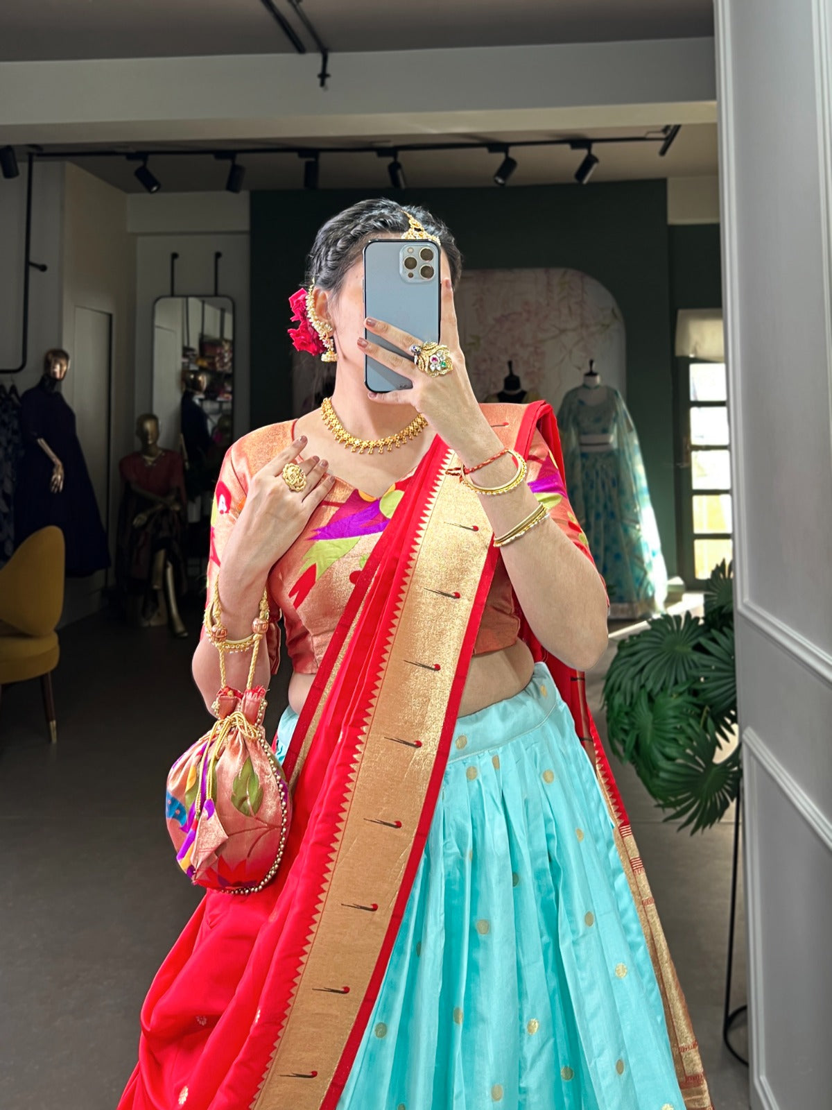 Amazing Paithani Jacquard Silk Weaving Zari Worked Lehenga Choli - Ethnicwish