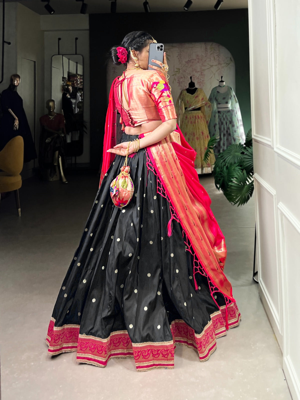 Amazing Paithani Jacquard Silk Weaving Zari Worked Lehenga Choli - Ethnicwish