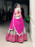 Gray Jacquard Silk Weaving Worked Lehenga Choli Set - ETHNICDEAL