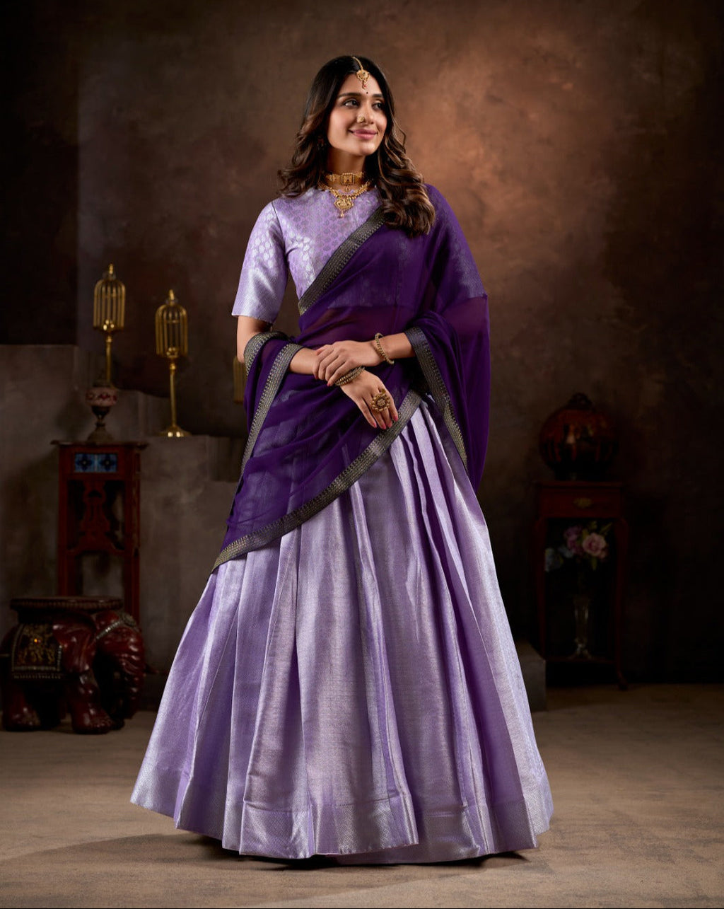 Radiant Jacquard Silk Weaving Worked Lehenga Choli Set - Ethnicwish