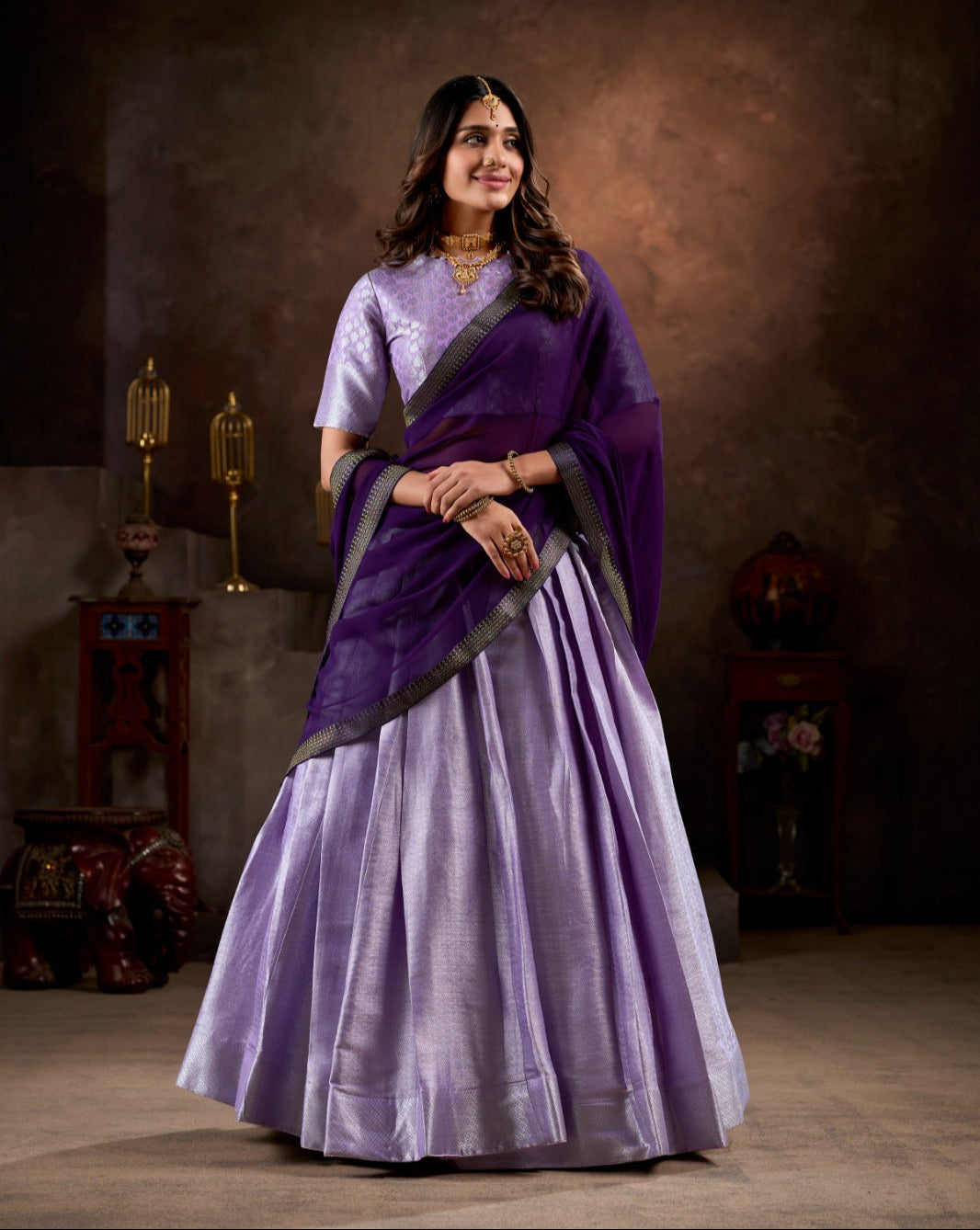 Radiant Jacquard Silk Weaving Worked Lehenga Choli Set - Ethnicwish