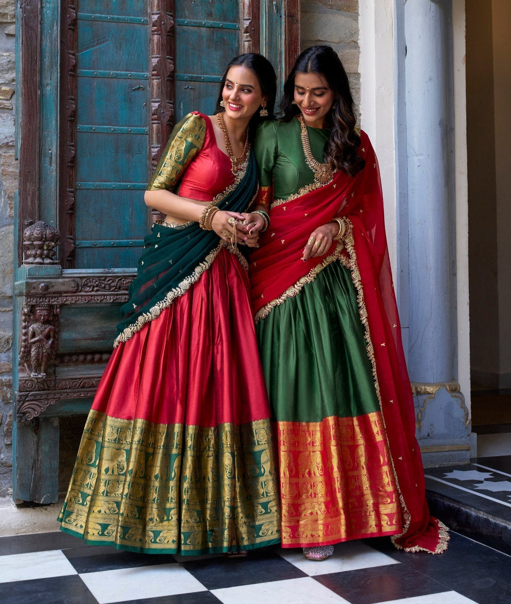 Adorable Narayan Pattu Zari Weaving Worked Lehenga Choli - ETHNICDEAL