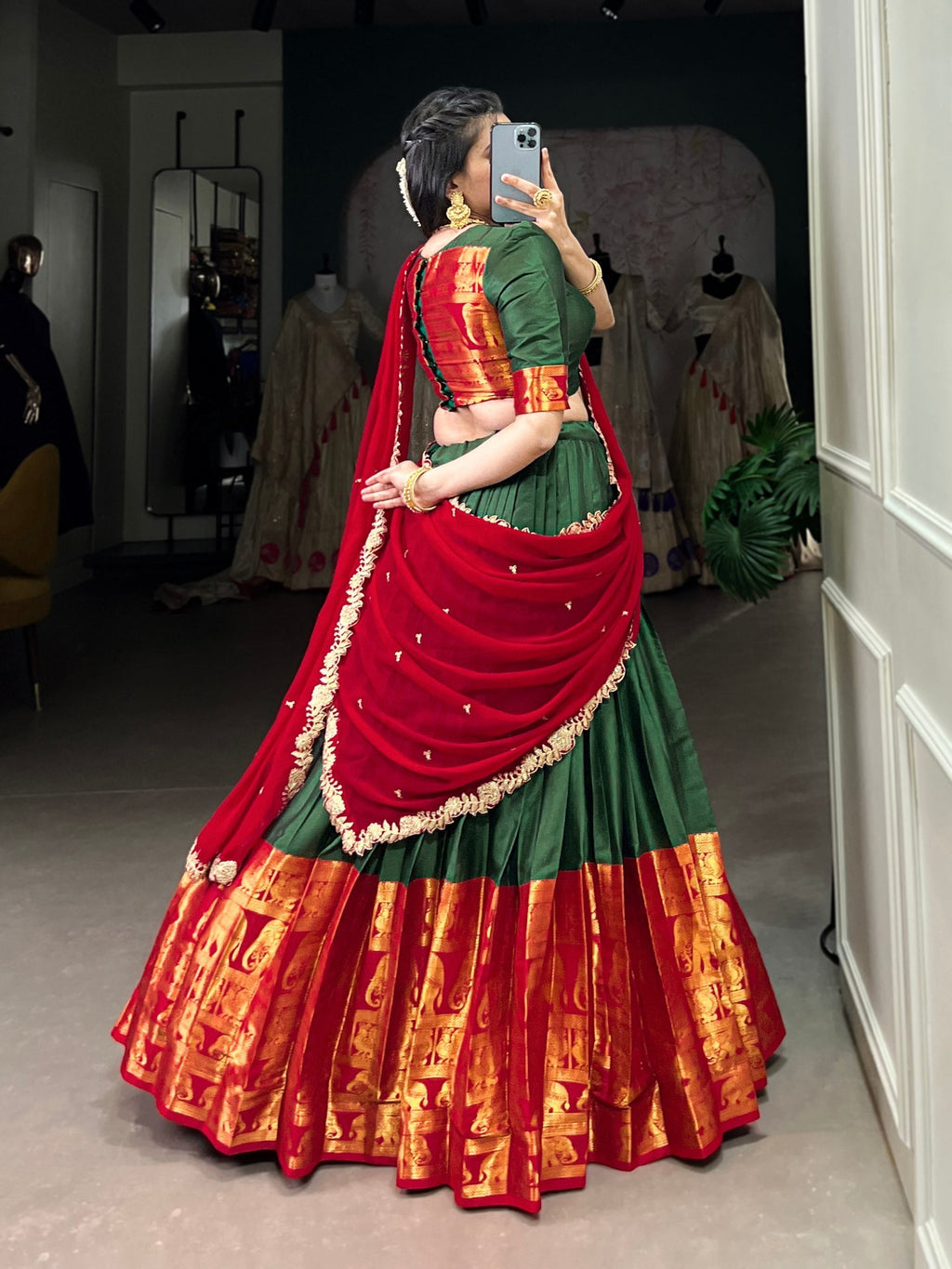 Adorable Narayan Pattu Zari Weaving Worked Lehenga Choli - ETHNICDEAL