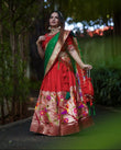Mesmerizing Red Paithani Silk Zari Weaving Worked Lehenga Set - Ethnicwish