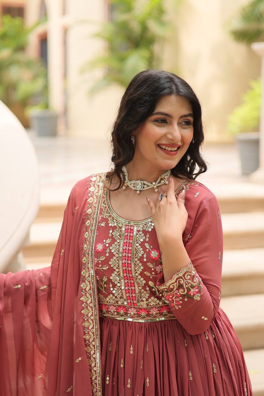 Breathtaking Faux Georgette Rich Sequins Embroidered Top Sharara Suit - Ethnicwish