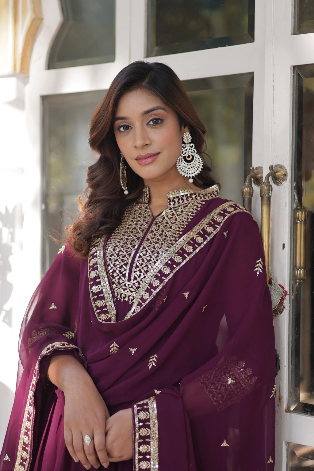 Magnificent Faux Georgette Rich Sequins Embroidered Gown With Dupatta - Ethnicwish