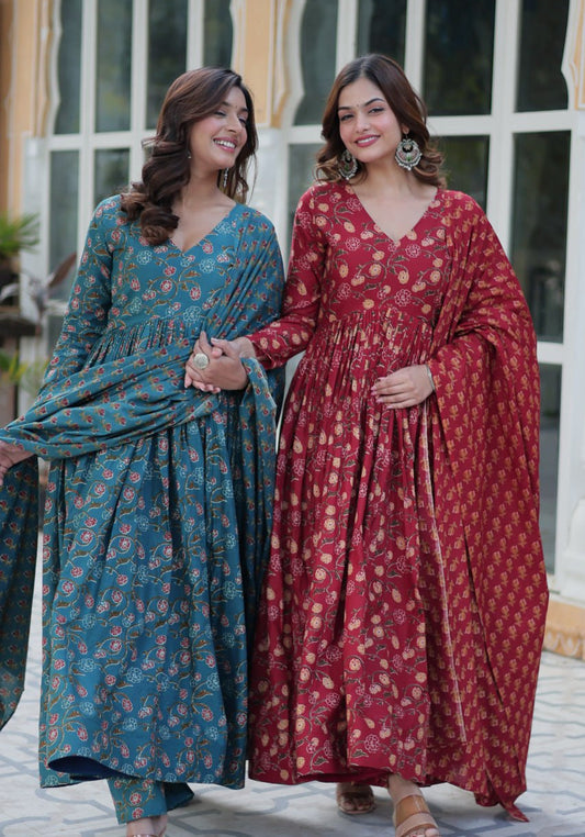 Elegant Pure Cotton 3-Piece Suit Set - ETHNICDEAL