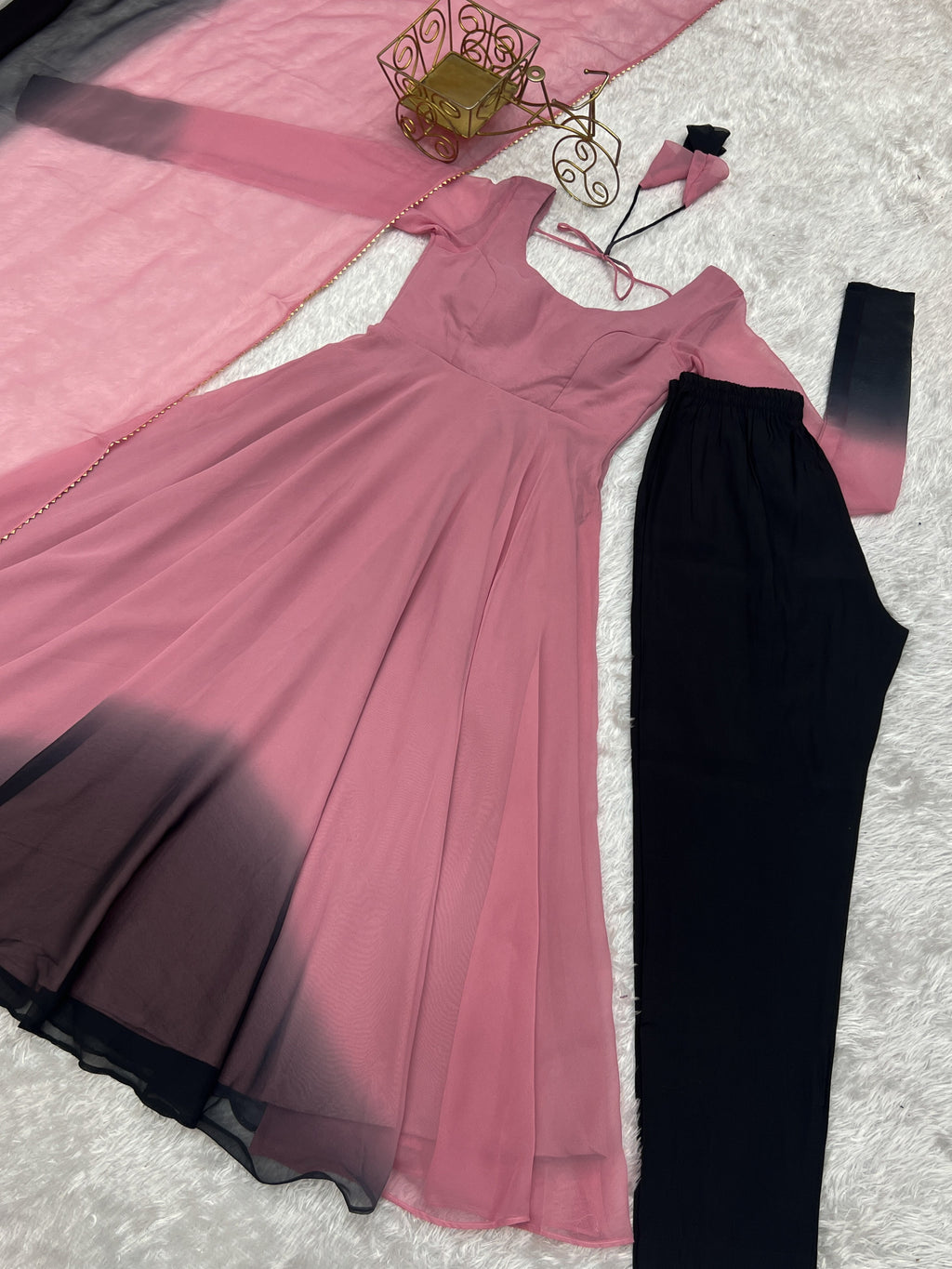 Spectacular Shaded Digital Printed Faux Georgette Anarkali Pant Suit - Ethnicwish