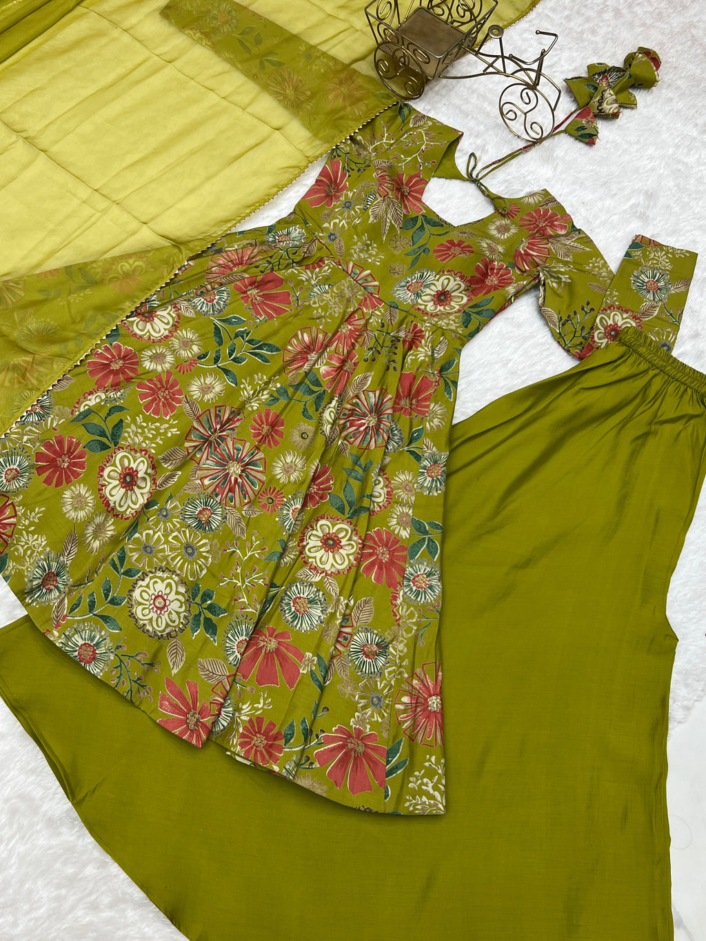 Exquisite Pure Soft Roman Silk Kediya Kurta Palazzo Set - ETHNICDEAL
