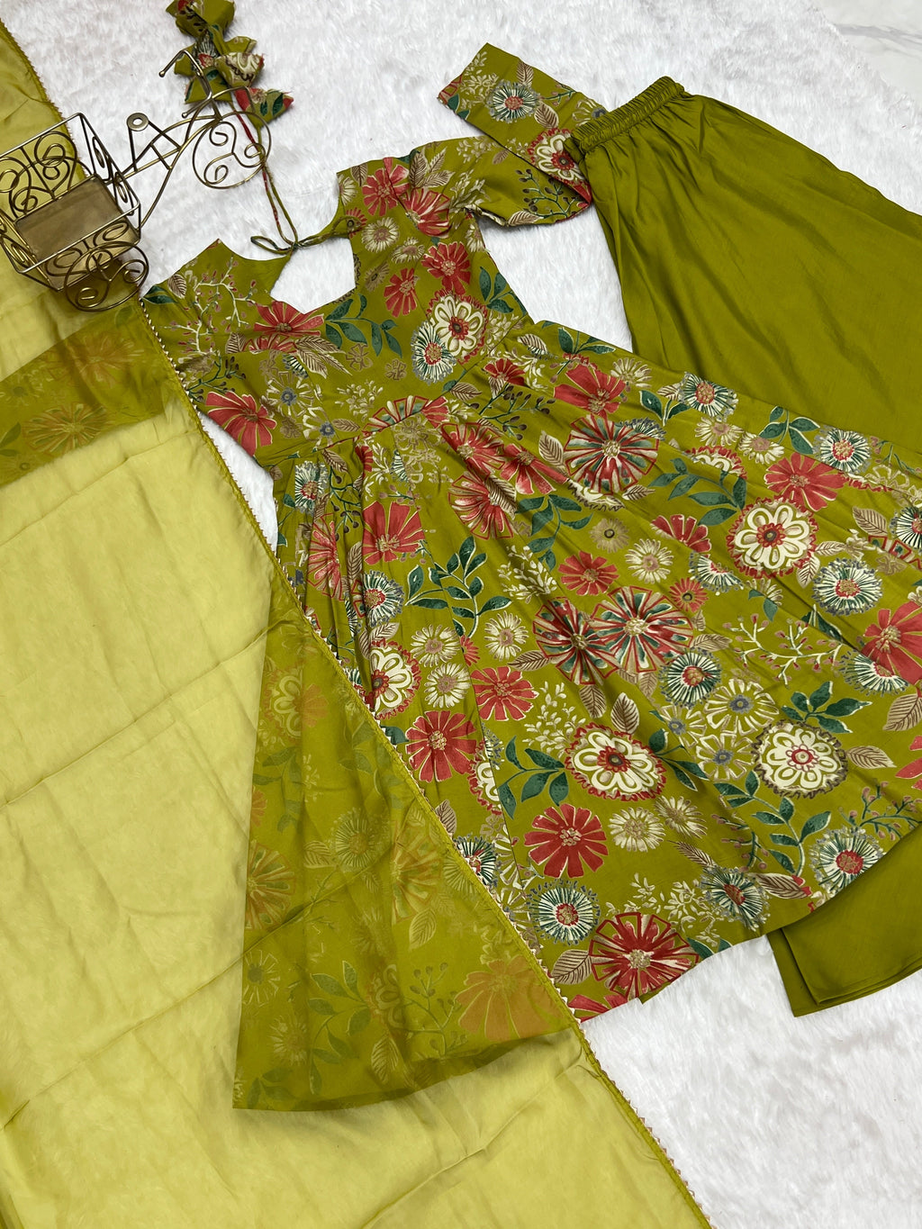 Exquisite Pure Soft Roman Silk Kediya Kurta Palazzo Set - ETHNICDEAL