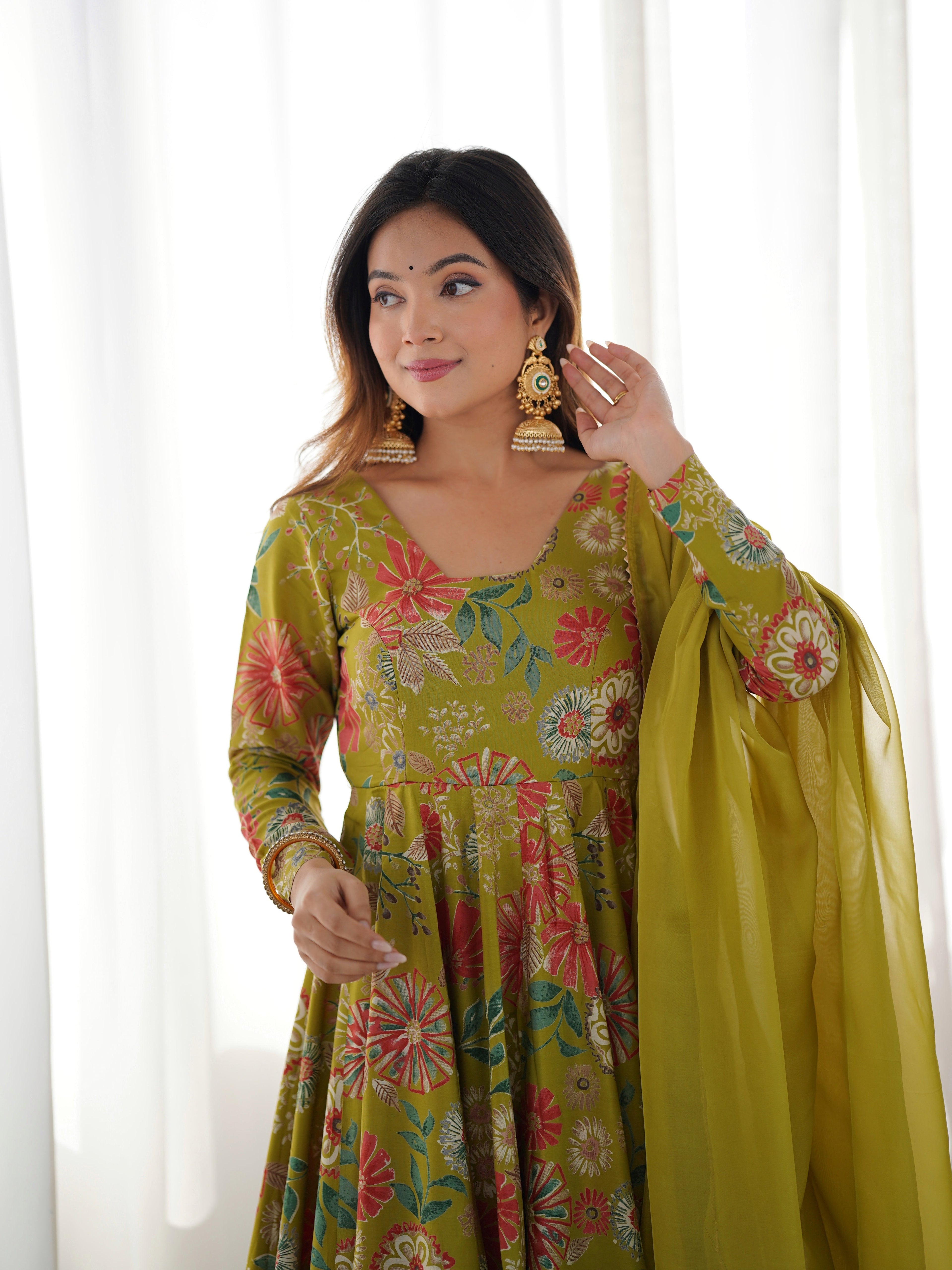 Exquisite Pure Soft Roman Silk Kediya Kurta Palazzo Set - ETHNICDEAL