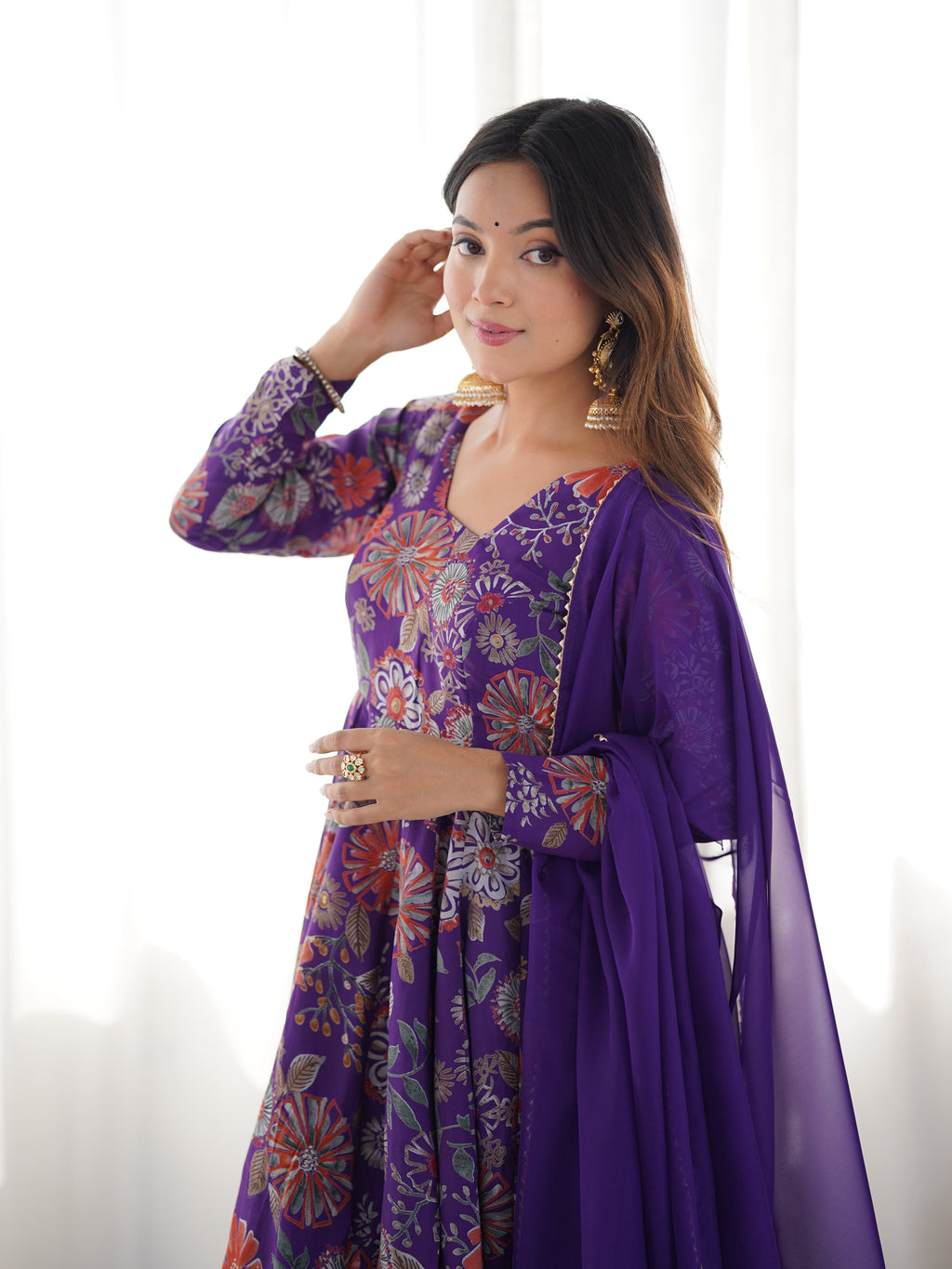 Exquisite Pure Soft Roman Silk Kediya Kurta Palazzo Set - ETHNICDEAL