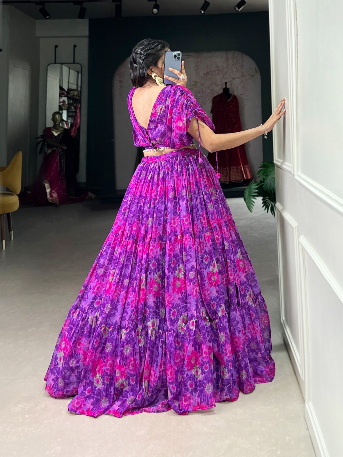 Fabulous Soft Chiffon Floral Printed Lehenga With Blouse Set - Ethnicwish