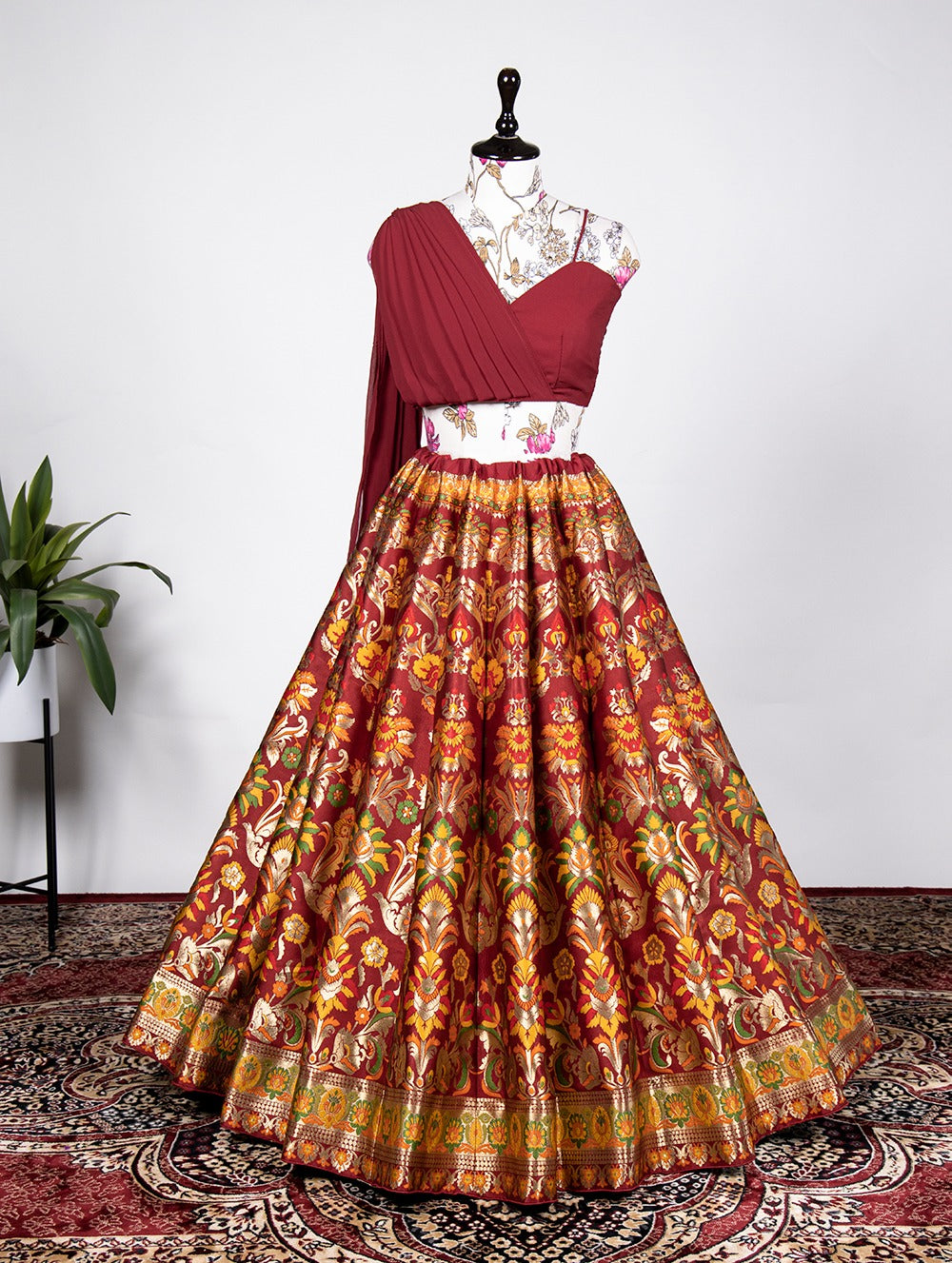 Resplendent Banarasi Silk Zari Weaving Worked Lehenga With Blouse - Ethnicwish